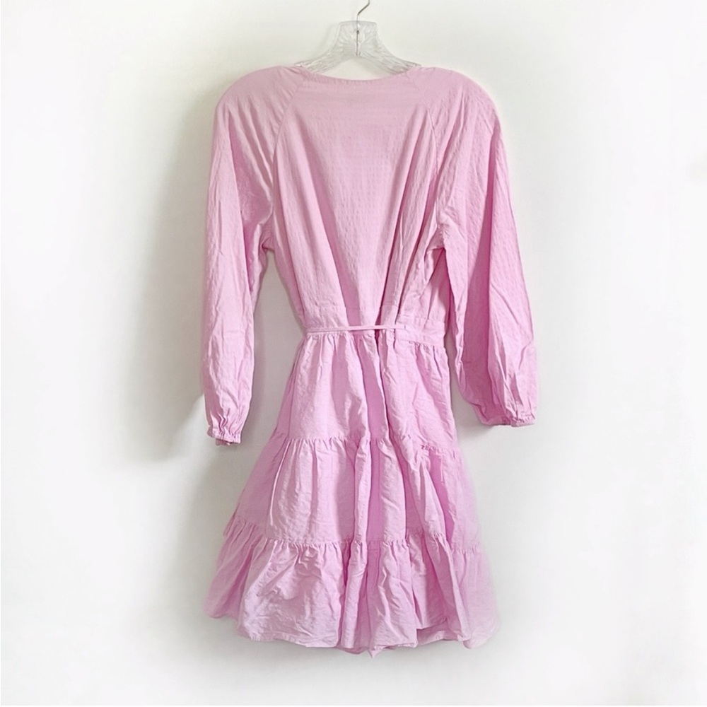 Gianni Bini Shelley dress pink v neck wrap long sleeve tiered tie - Picture 10 of 10